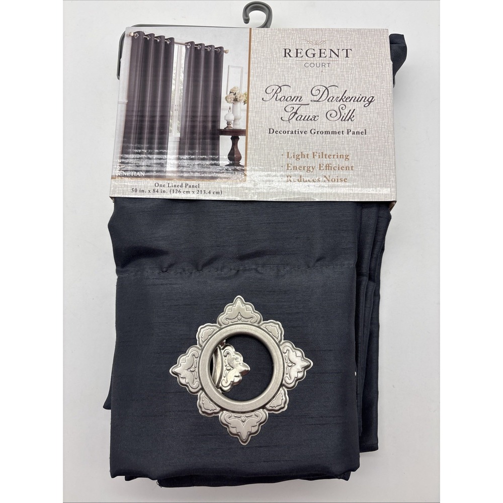 CURTAIN by REGENT COURT Room Darkening VENETIAN Lined Panel  Grey Faux Silk